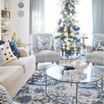 blue living room christmas