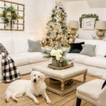 black and white christmas living room